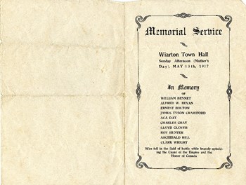Memorial service order of service, 1917, p. 1